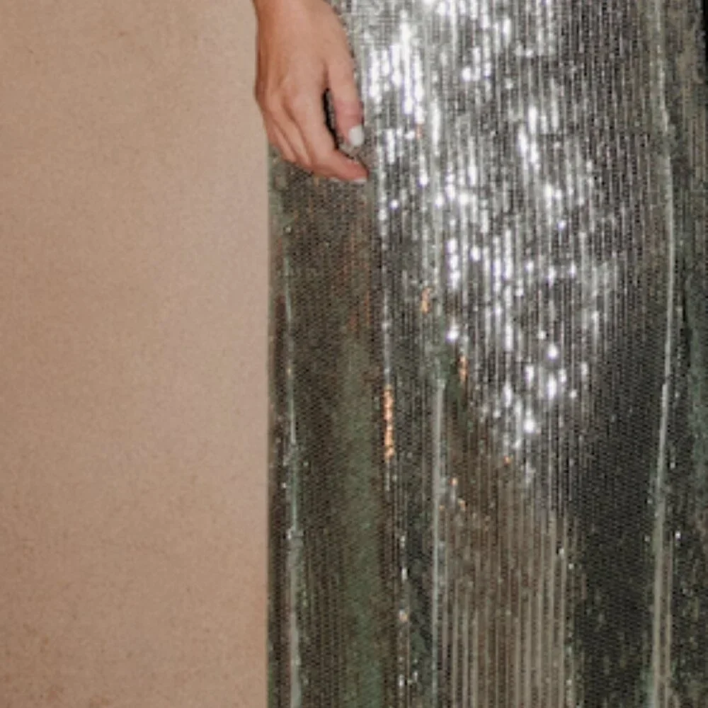 Galvan London 'Glencoe' Sequined Off-The-Shoulder Gown in Seaglass - Picture 2 of 6